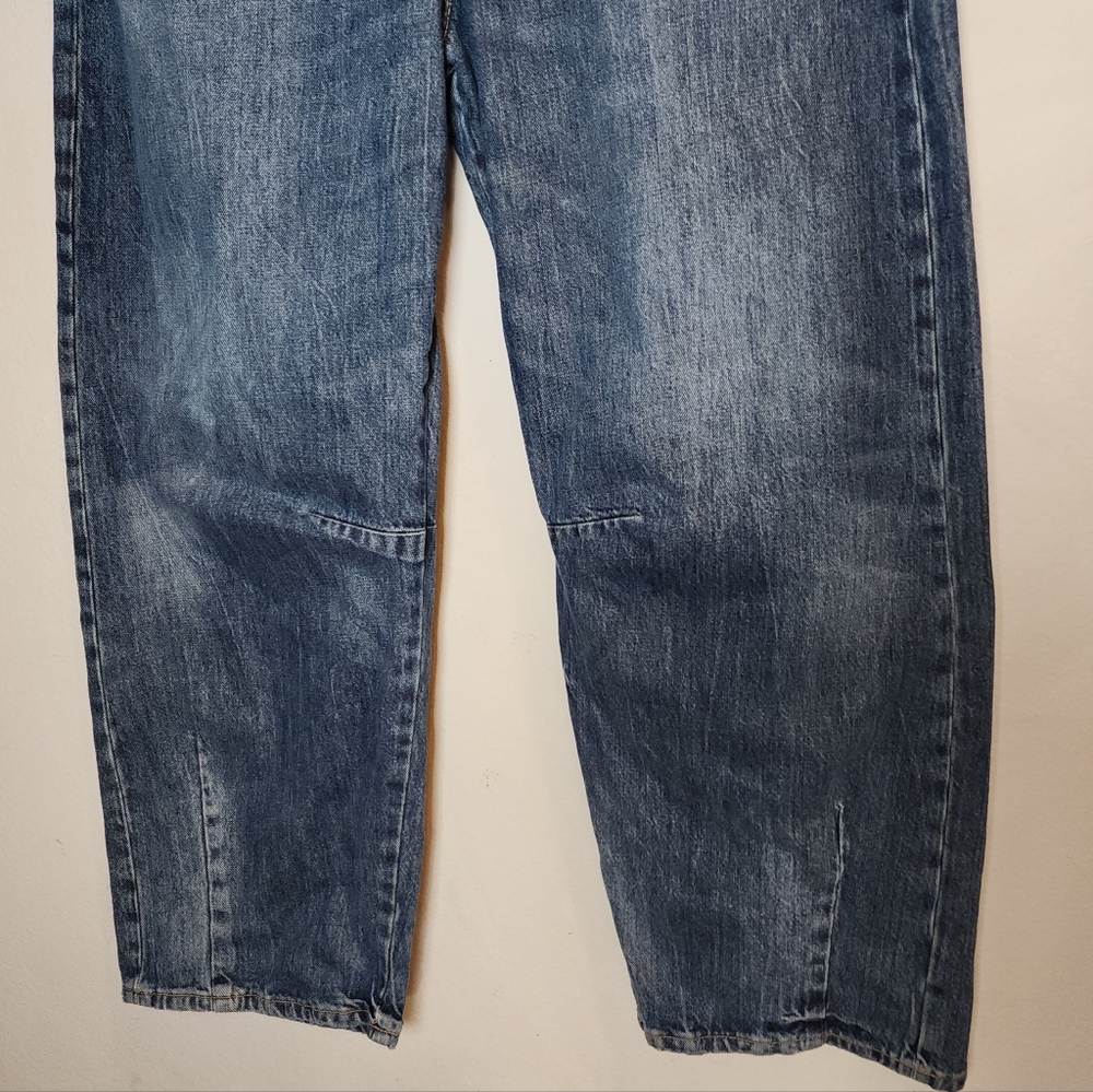Zara Barrel Jeans Women's Size 10 Medium Wash Rigid Denim 29" Inseam Hi-Rise - Picture 15 of 16